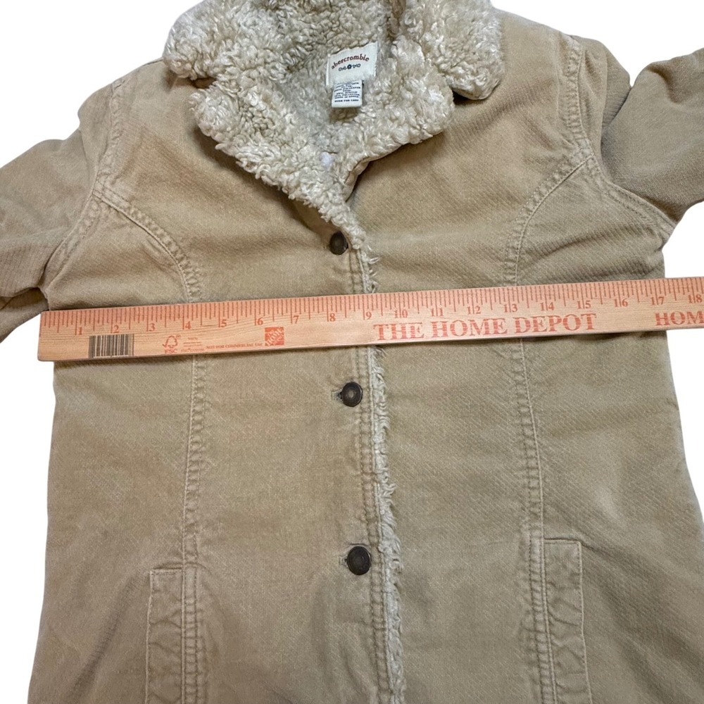 Vintage Y2K Abercrombie Kids Corduroy Sherpa Lined Jacket Tan XL Button Front - Picture 5 of 8